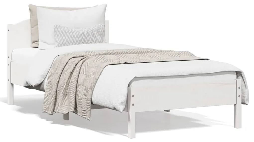 Letto Senza Materasso Bianco 90x200 Cm Legno Massello Di Pino /