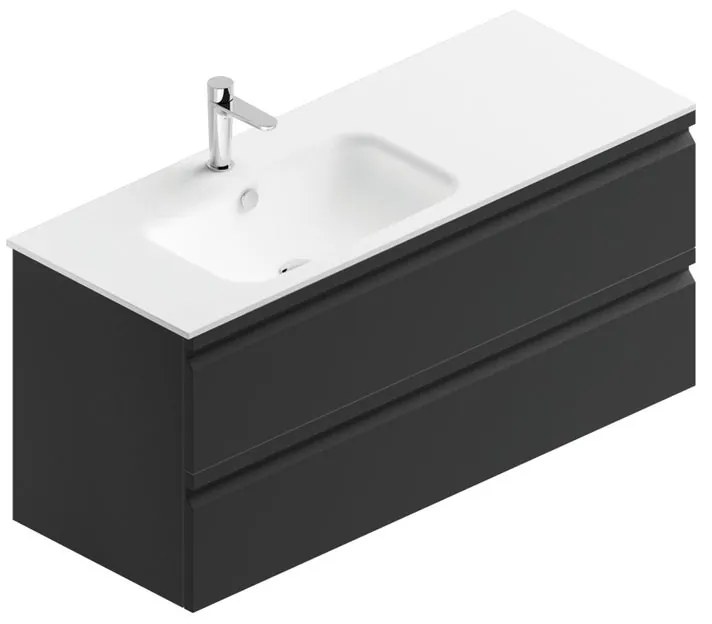 Mobile sottolavabo e lavabo Pull per vasca centrale grigio grafite opaco in mdf L 120 x H 56 x P 46 cm 2 cassetti