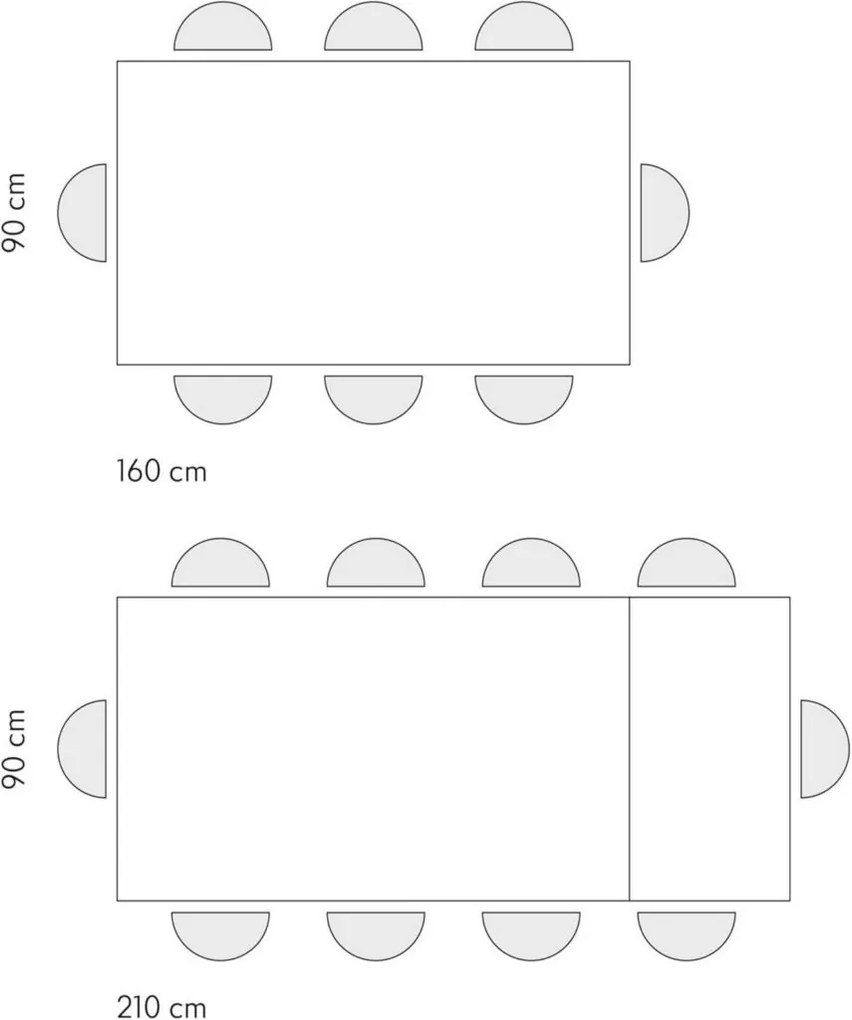 Tavolo VOLPAIA in legno, finitura bianco frassinato e base in metallo verniciato bianco, allungabile 160&#215;90 cm &#8211; 210&#215;90 cm