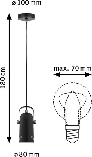 Paulmann 79766 - LED RGBW 1xE27/15W Lampada a sospensione con cavo LAVEA 230V nero