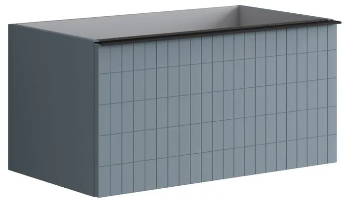 Mobile da bagno sotto lavabo Pixel grid frontale indaco e maniglia alluminio nero laccato opaco L 80 x H 40 x P 45.5 cm 1 cassetto, lavabo non incluso