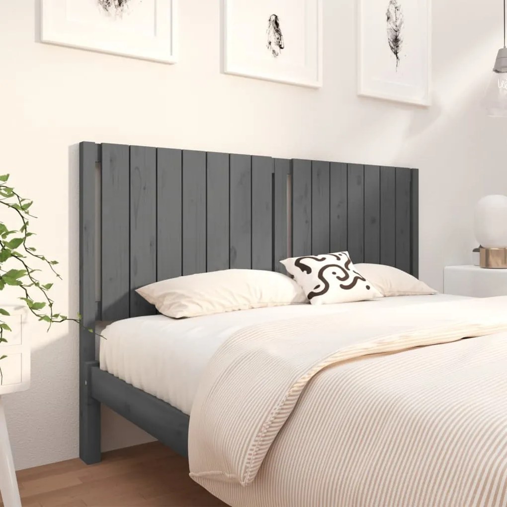 Testiera Per Letto Grigia 155,5x4x100 Cm Legno Massello Di Pino /