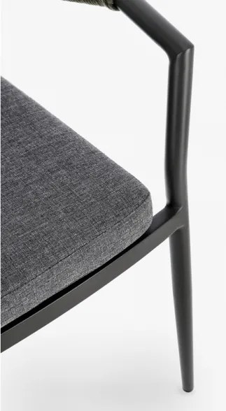 Sedia Da Esterno Impilabile Con Braccioli In Alluminio E Corda Millor Antracite E Verde Bizzotto