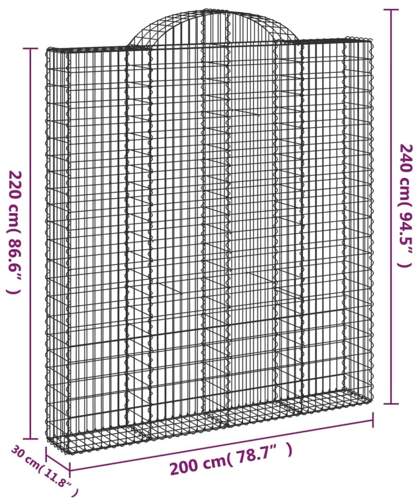 Cesti Gabbioni ad Arco 3 pz 200x30x220/240 cm Ferro Zincato