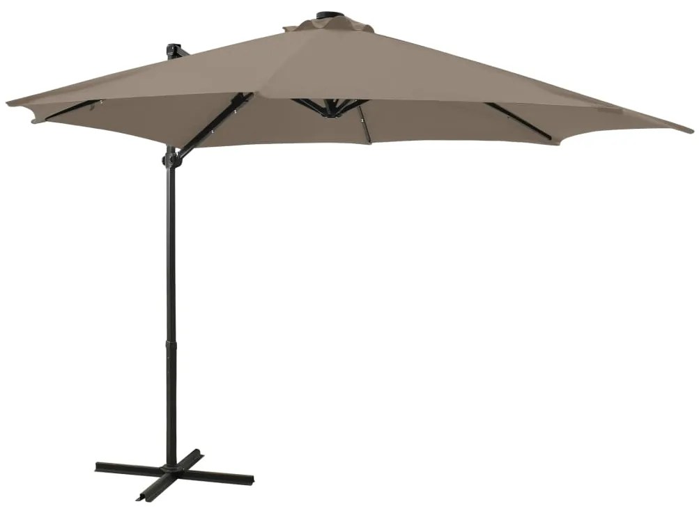 Ombrellone A Sbalzo Con Palo E Luci A Led Tortora 300 Cm /