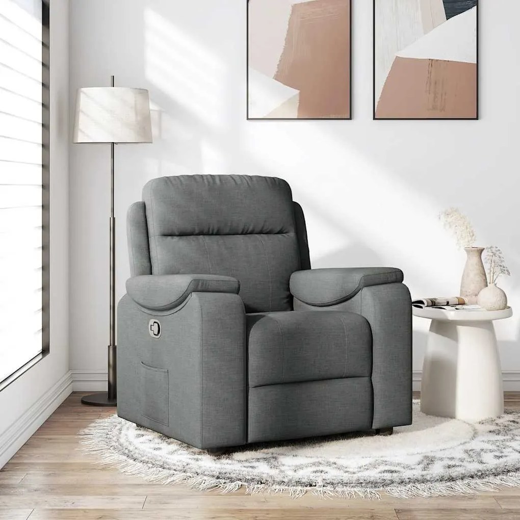 Poltrona Reclinabile İn Tessuto Grigio Scuro /