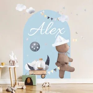Adesivi murali con nome - Arco con orso | Inspio