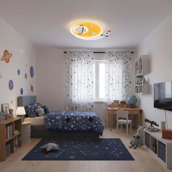 Brilagi -LED Plafoniera per bambini STARSHIP LED/64W/230V 3000/4500/6000K gialla