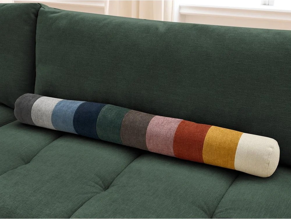 Divano angolare verde allungabile e con contenitore (penisola a sinistra/a L) con rivestimento in ciniglia Fuji – Bobochic Paris