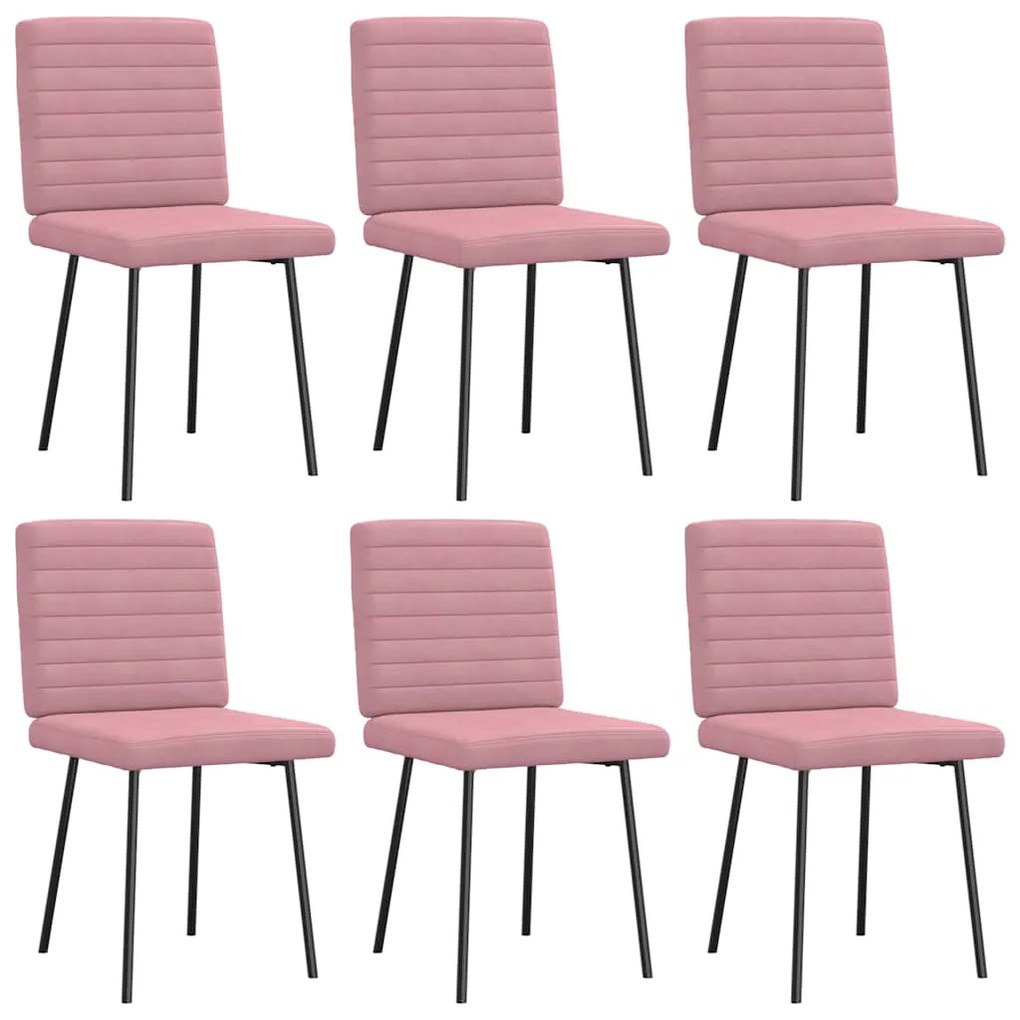 Sedie Da Pranzo 6 Pz Rosa İn Velluto /