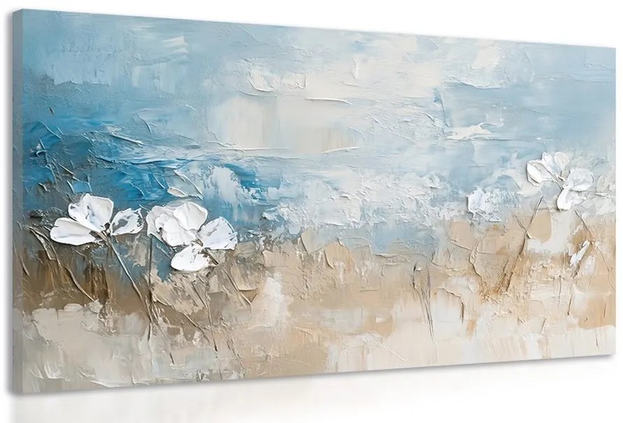 Quadro su tela – Imitazione di pittura a olio di spiaggia e cielo