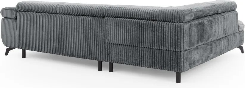 Divano angolare grigio (con penisola a sinistra/a L) con rivestimento in velluto a coste Marbeya – Ropez