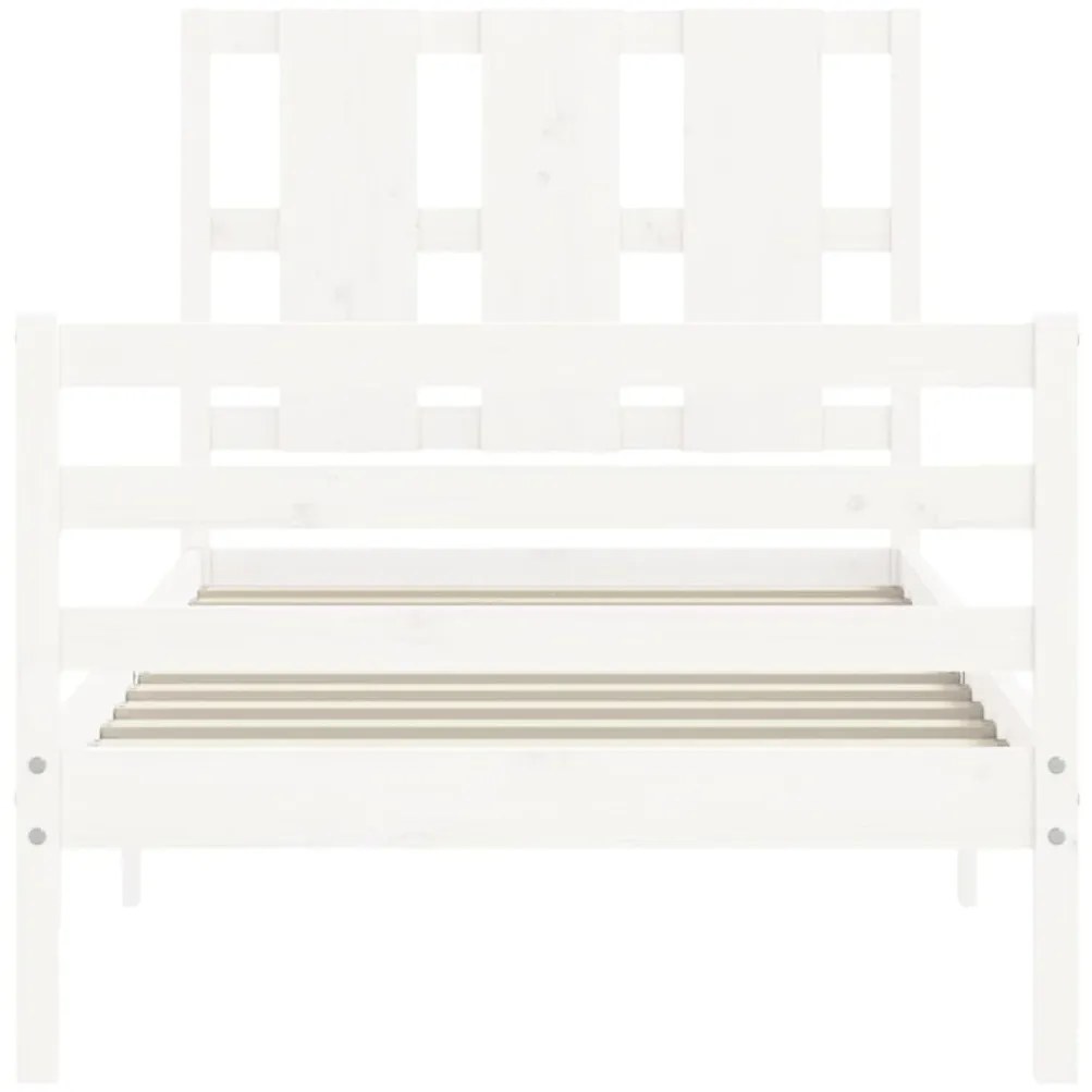 Giroletto con Testiera Bianco Small Single Legno Massello