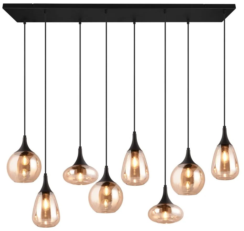 Lampada a sospensione nero-arancio con paralume in vetro Lumina - Trio