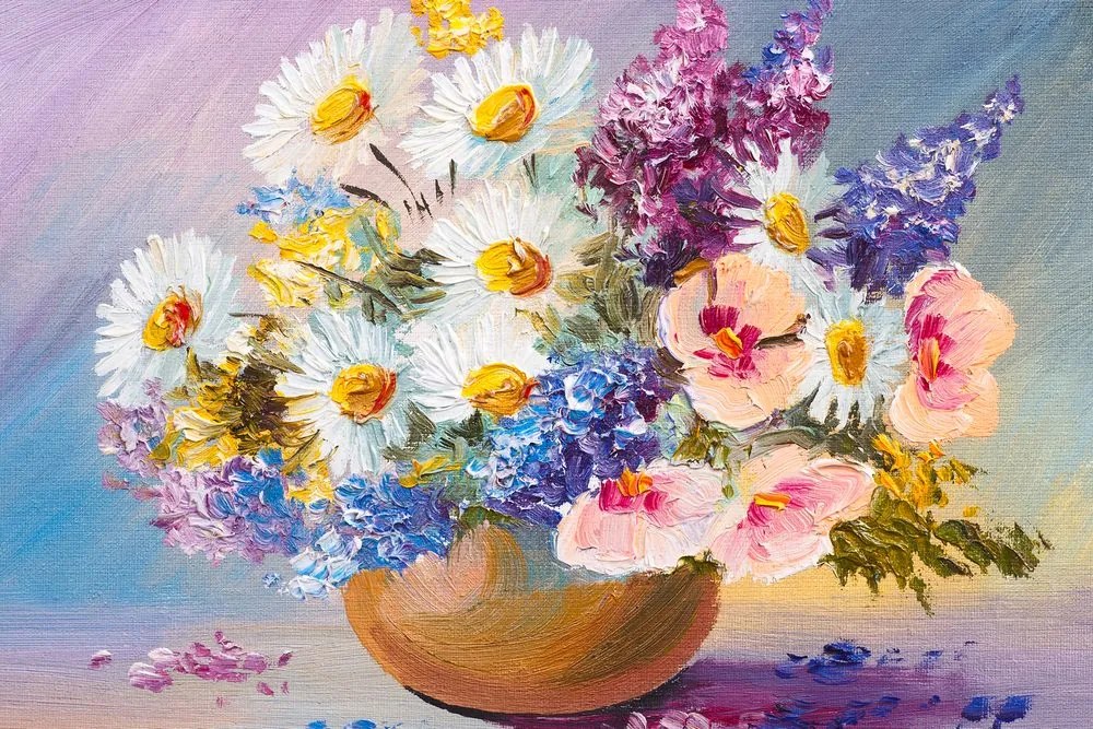 Quadro su tela – Dipinto a olio di fiori estivi