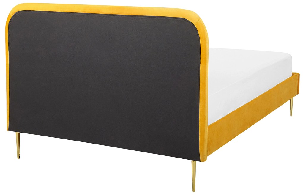 Letto con rete a doghe velluto giallo e oro 140 x 200 cm FLAYAT Beliani
