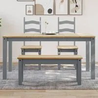 Tavolo da Pranzo Panama Grigio 160x80x75 cm Legno Massello Pino 4005706