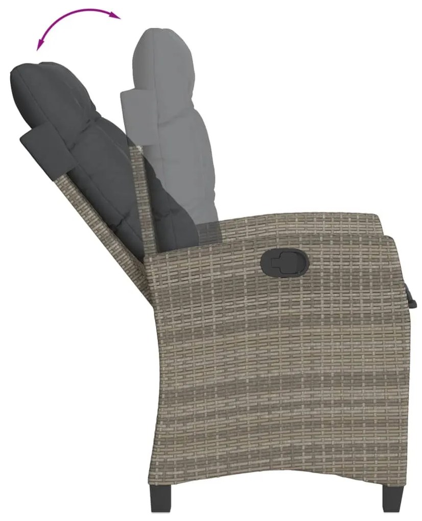 Set da pranzo da giardino 5 pz con cuscini in polyrattan grigio
