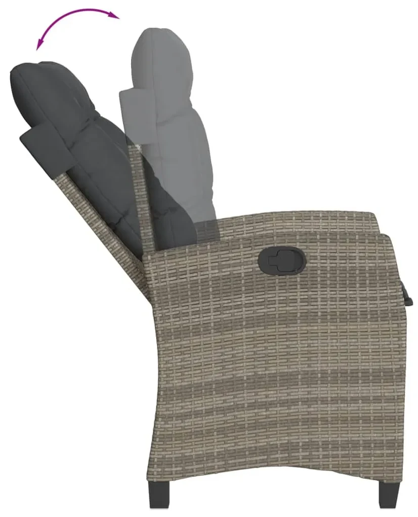 Set da pranzo da giardino 5 pz con cuscini in polyrattan grigio