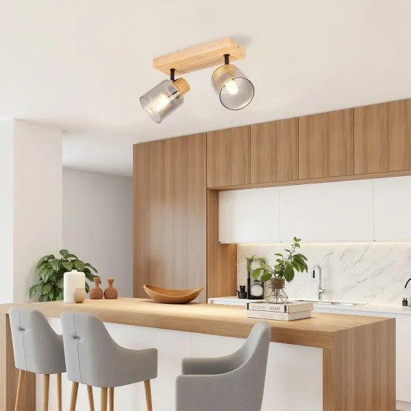 Brilagi - Faretto HYGGE 2xE14/15W/230V in legno di hevea, finitura fumé