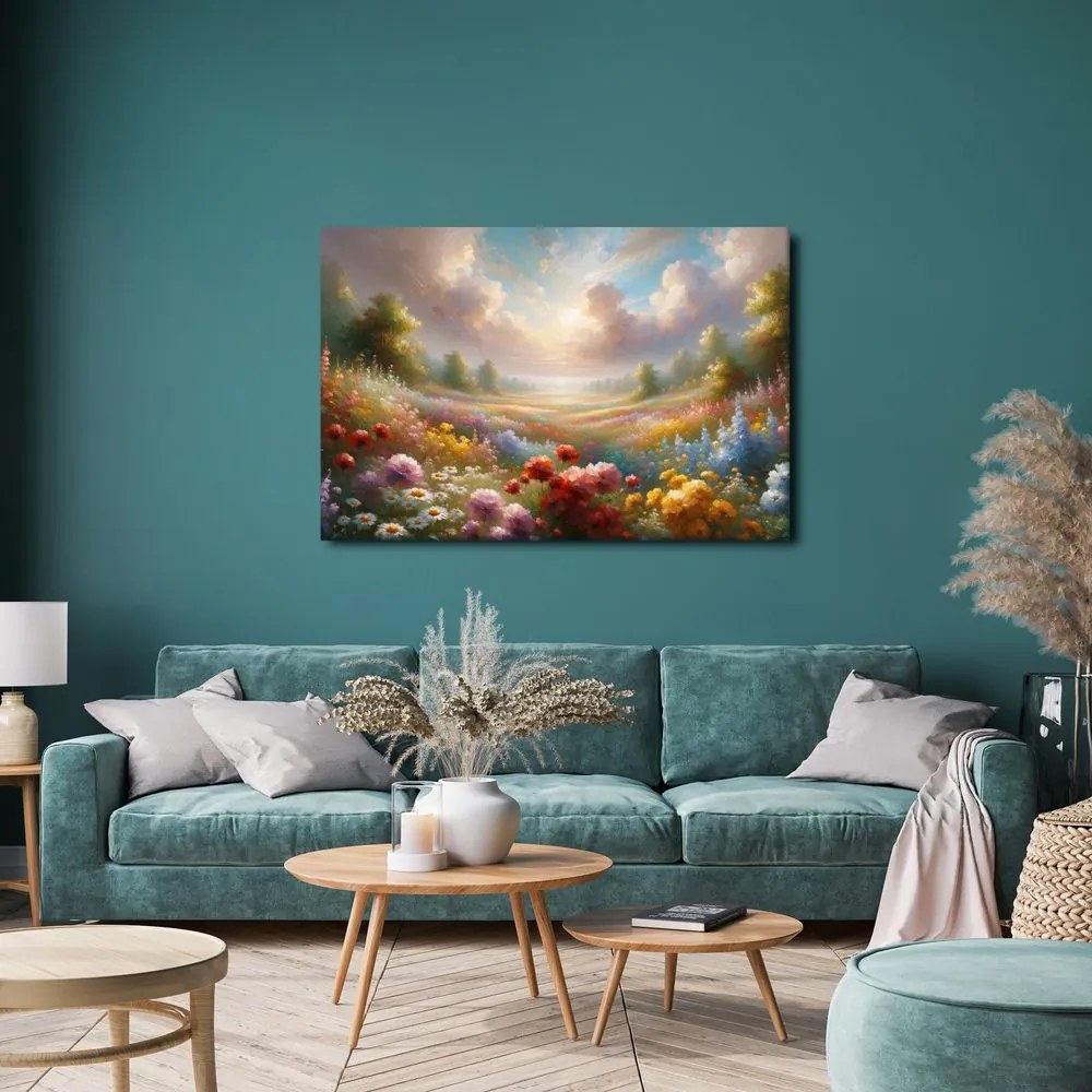 Quadro su tela – Campo di fiori romantico
