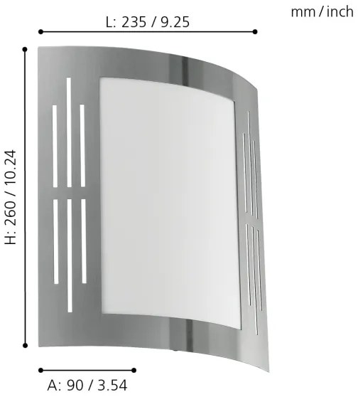 EGLO 82309 - Lampada a muro esterna CITY 1xE27/15W/230V IP44