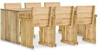 Set Pranzo da Giardino 7 pz in Legno di Pino Impregnato cod mxl 41095