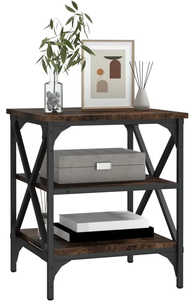 Tavolino da salotto rovere fumo 40x42x50cm in legno multistrato
