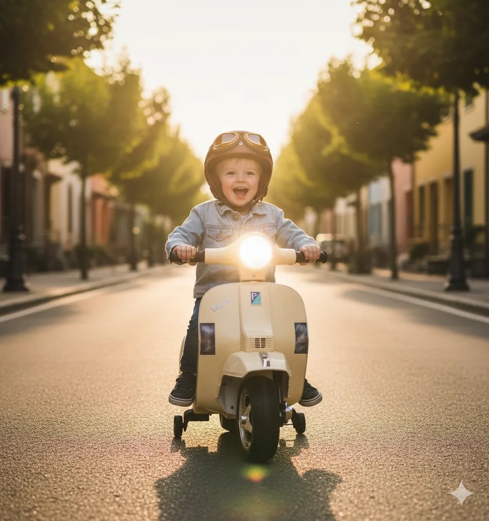 Piaggio Mini Vespa PX150 Elettrica 6V per Bambini Crema...