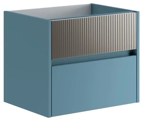 Mobile da bagno sospeso sotto lavabo L 59.5 x H 50 x P 45.5 cm blu laccato opaco, 2 cassetti VISOBATH Niwa