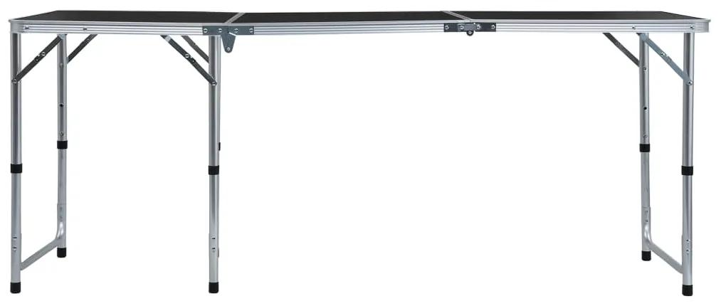 Tavolo da Campeggio Pieghevole in Alluminio Grigio 180x60 cm