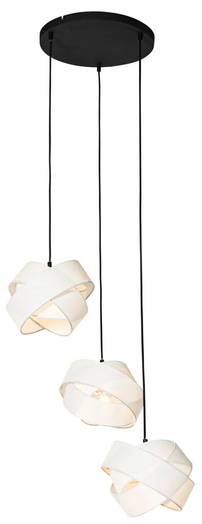 Lampada a sospensione moderna bianca 3 luci - Cloth