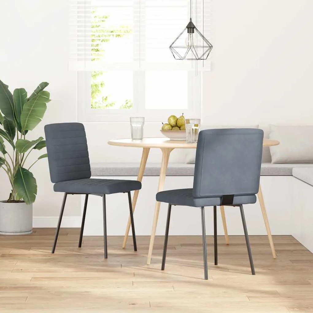 Sedie Da Pranzo 2 Pz Grigio Scuro İn Velluto /