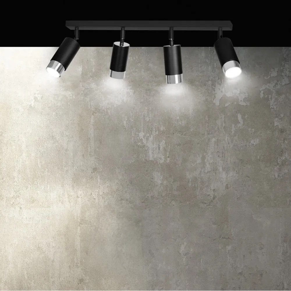 Lampada da Soffitto in Acciaio HIRO 4 Nero Cromo/Oro 4xGU10 Colore del corpo Nero e Cromo
