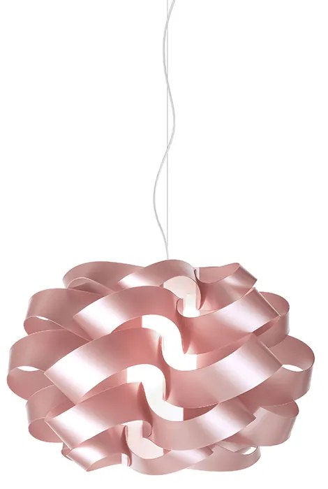 Sospensione Moderna 2 Luci Cloud D60 In Polilux Rosa Metallico Made In Italy