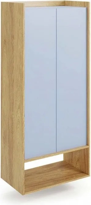 Armadio modulare Mobius 2D in legno naturale/blu - H179 cm