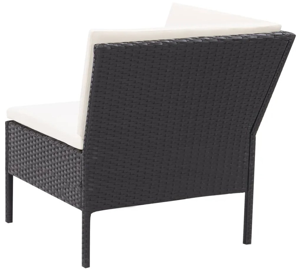 Set divani da giardino 3 pz con cuscini in polyrattan nero