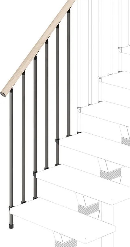 Balaustra in kit IRIS Vida 3GR in legno grigio antracite, corrimano in legno bianco, L 120 cm fissaggio a parete