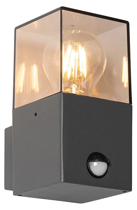 Lampada da parete per esterni grigio scuro con sensore di movimento IP44 - Denmark