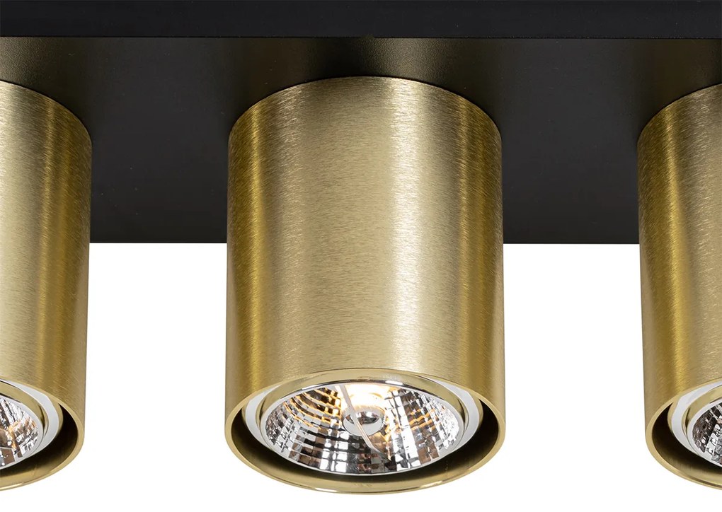 Faretto da soffitto moderno nero con oro 3 luci - Tubo
