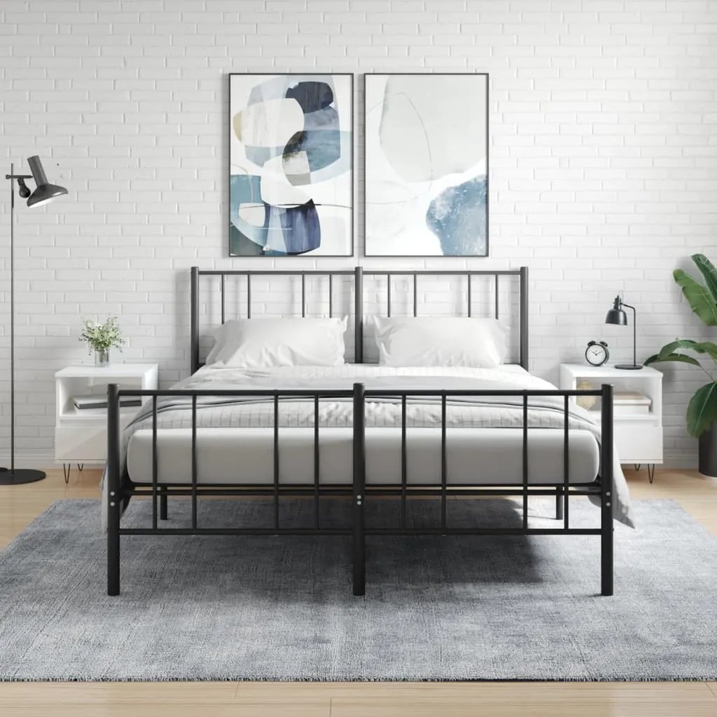Comodini 2pz Bianco Lucido 40x35x50 Cm İn Legno Multistrato /