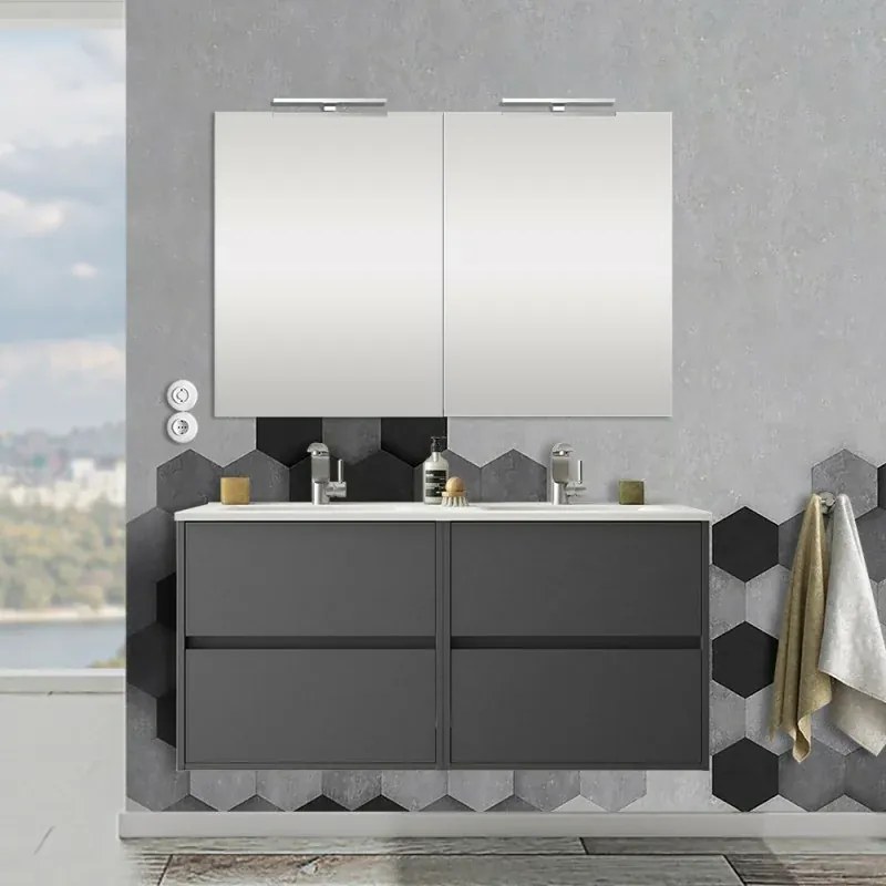 Mobile bagno sospeso 120 cm Mavi grigio grafite 4 cassetti