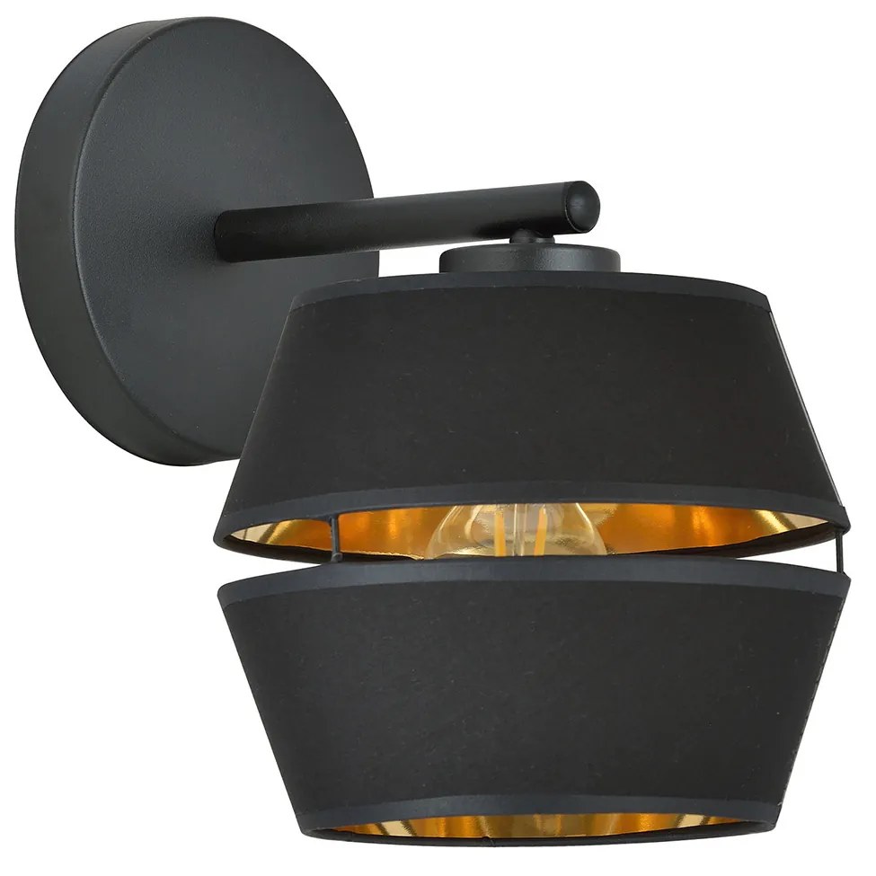 Applique Contemporanea 1 Luce Bellerofonte In Metallo Nero E Oro