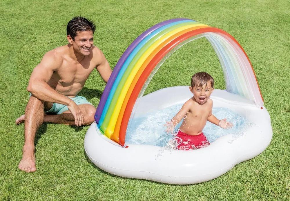 Piscina per bambini con tettoia a forma di arcobaleno