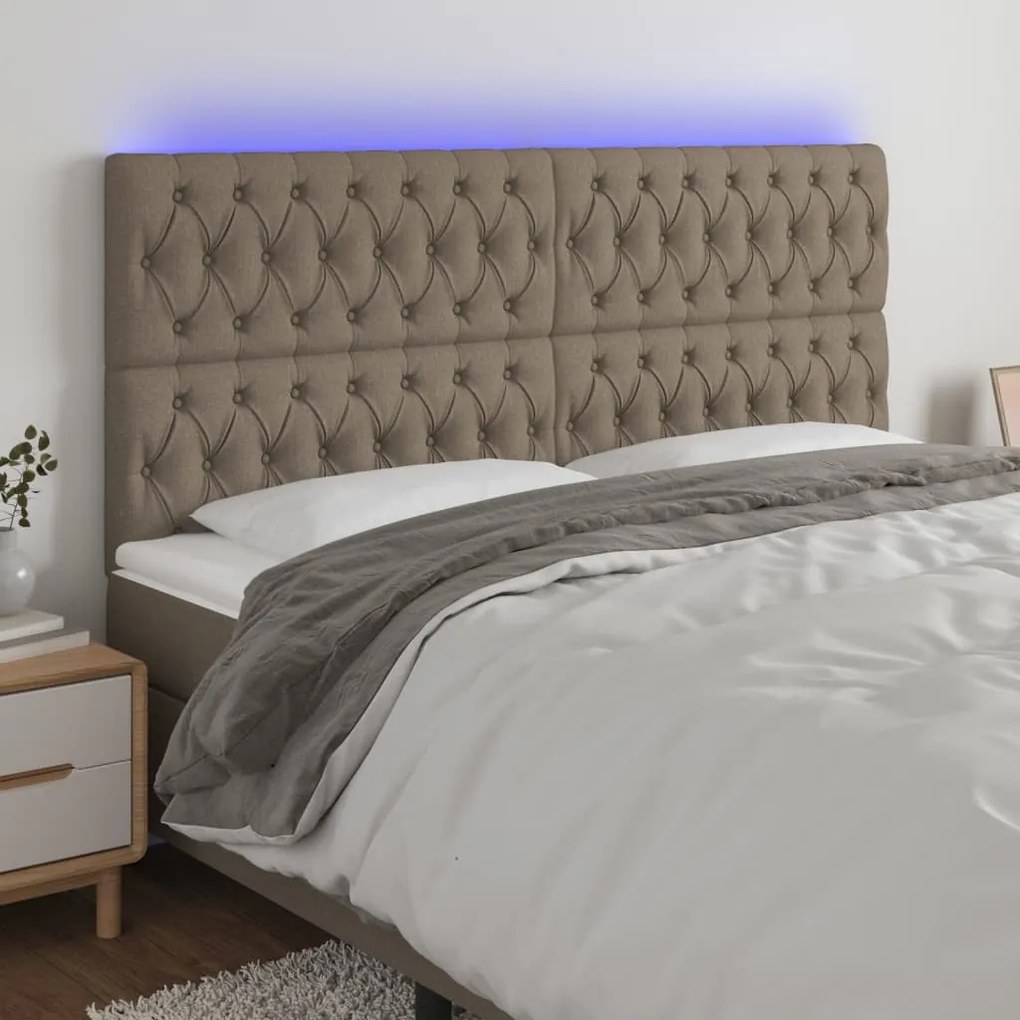 Testiera A Led Tortora 180x7x118/128 Cm İn Tessuto /