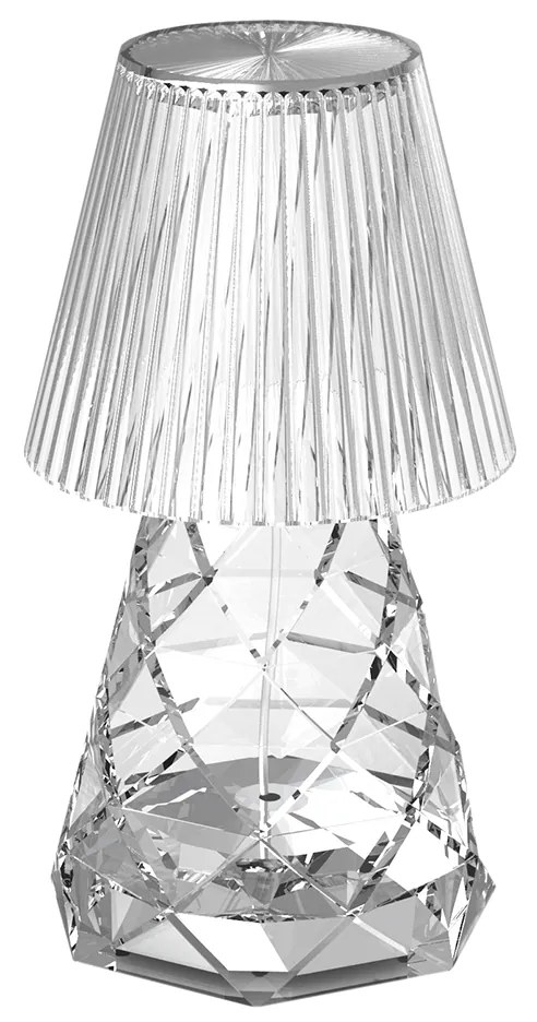Lampada da tavolo in vetro trasparente con LED ricaricabile IP44 - Lola 20 Lux