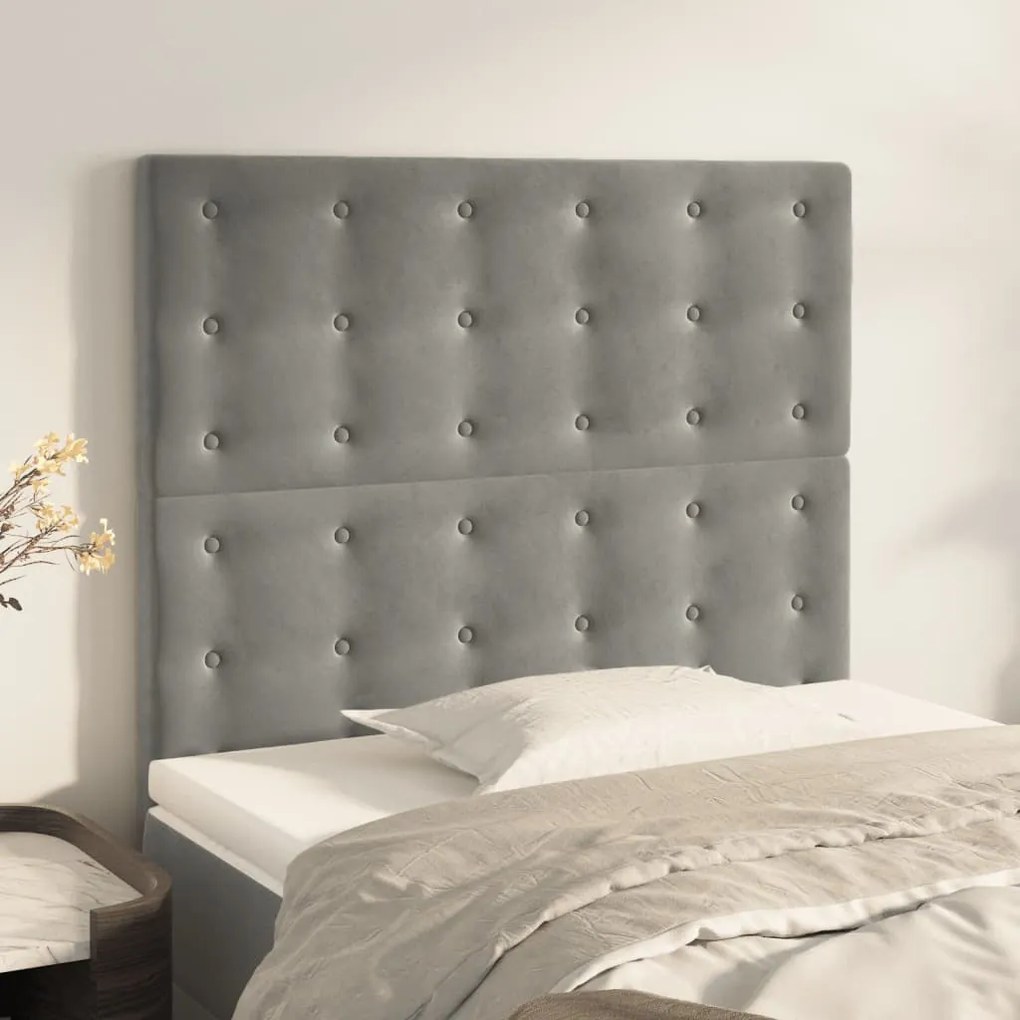 Testiera 2 Pz Grigio Chiaro 90x5x78/88 Cm İn Velluto /