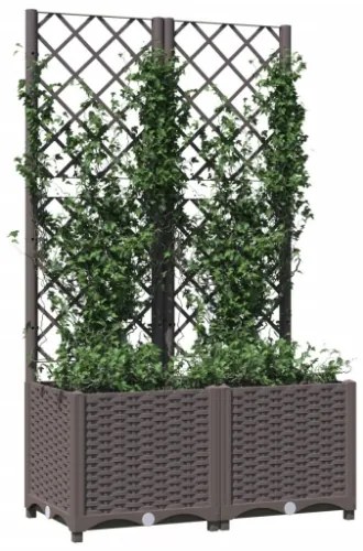 Fioriera da Giardino con Graticcio Marrone 80x40x136 cm in PP