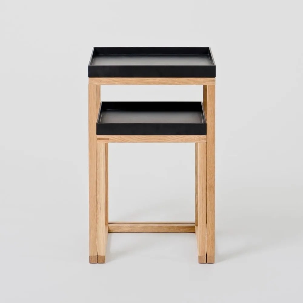 Set di 2 tavolini in rovere con piano nero Rovere Nest - Wireworks
