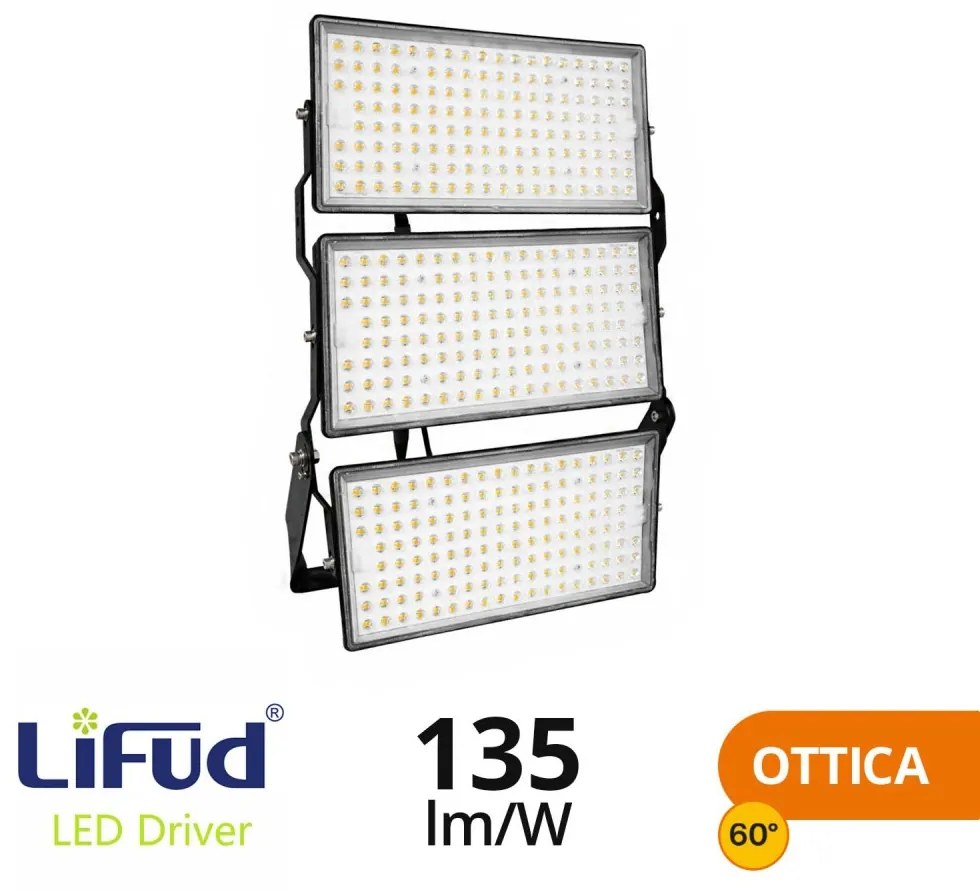 Faro Modulare LED 750W IP66 angolo 60°, 135lm/W, IK08 - LIFUD Driver Colore  Bianco Naturale 4.000K